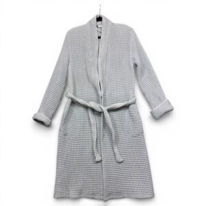 Brooklinen Waffle Knit Robe Womens XS S Gray Bathrobe Belted Turkish Cotton